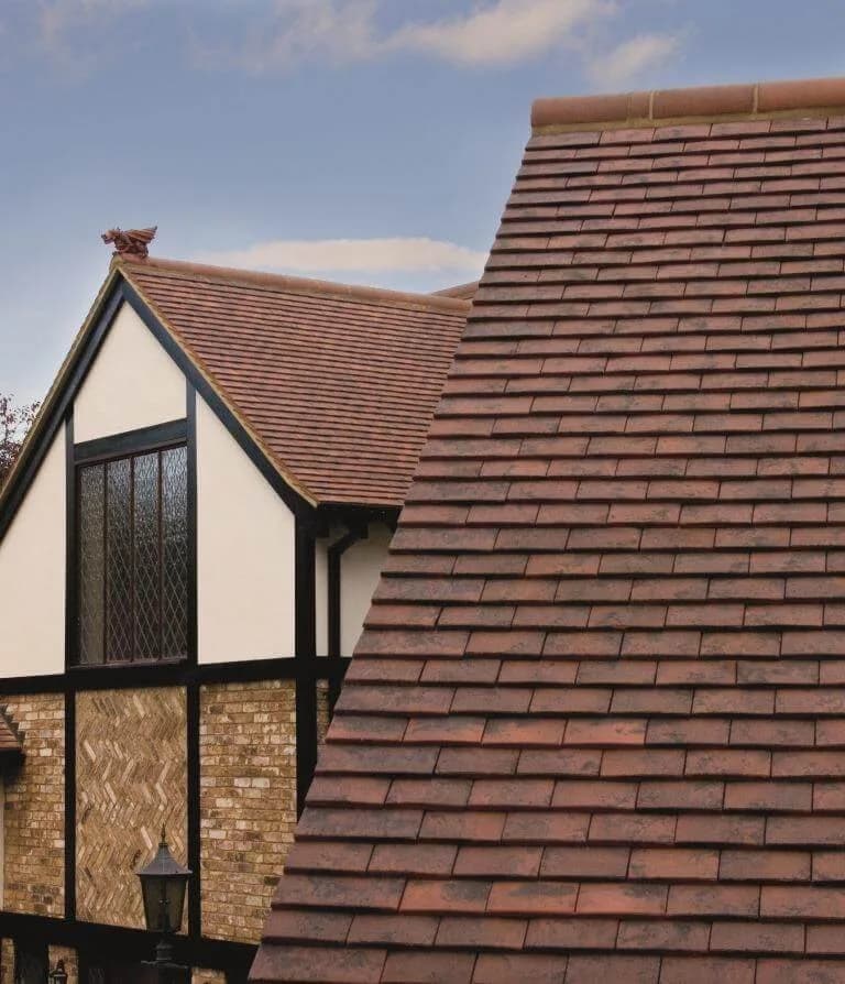 Manufacturer example roof with Sandtoft Village clay plain tiles in the Reclaimed finish